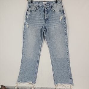 New NUUDS The Straight Fit Ranger Wash Distressed Button FlyJean Blue Size 30X29
